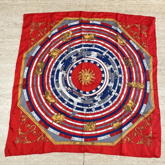 Vintage SILK SCARF 🧣 the 12 horoscopes The Sun I. MAGNIN & Co 28” by 29” - Picture 12 of 16